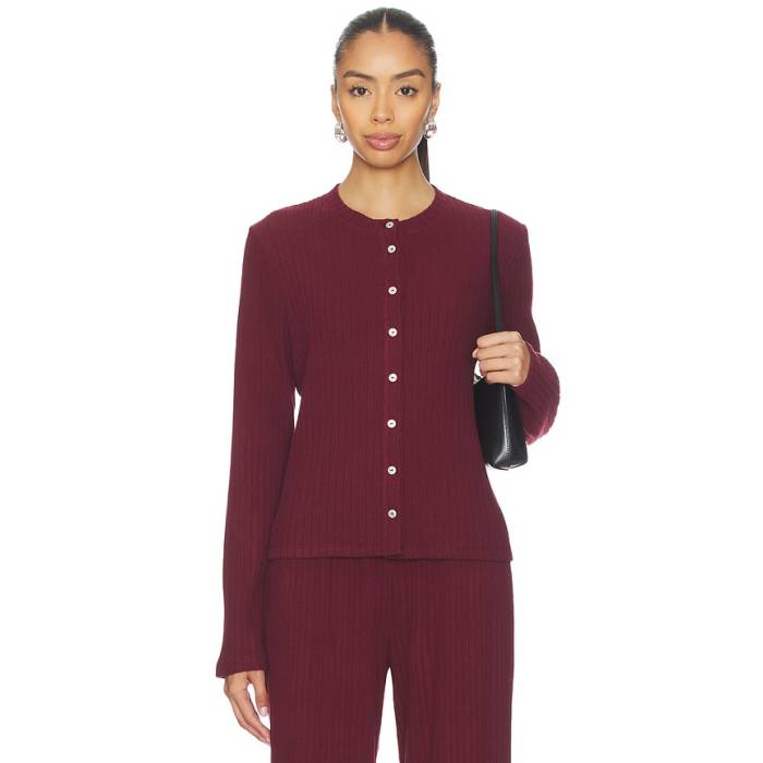 Donni. 【 The Sweater Rib Cardi Women Oxblood 】 調教師 レディース 赤・オックスブラッド