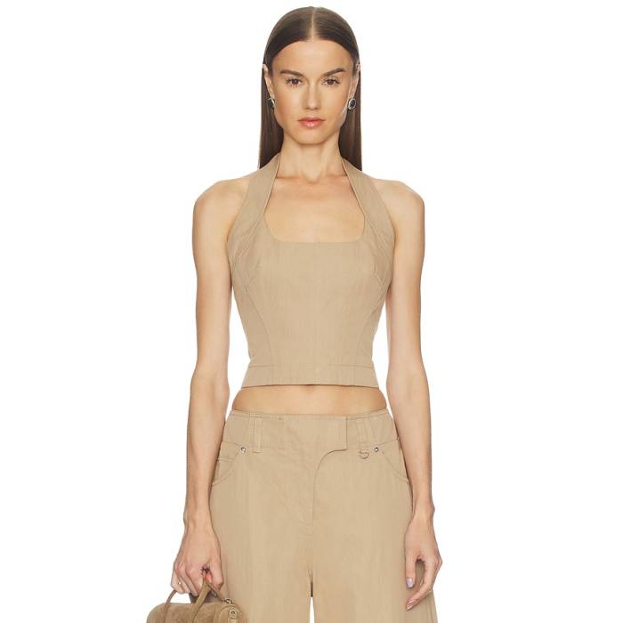 Camila Coelho 【 Amaia Top Women Khaki 】 レディース カーキ