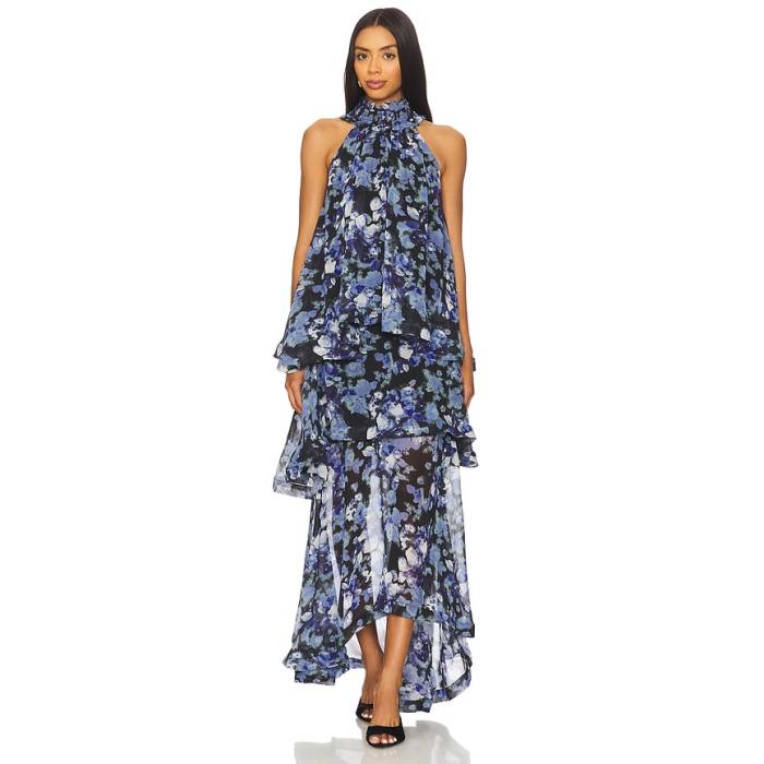 Elliatt 【 Briony Gown Women Printed Blue Georgette 】 レディース 青み 青色