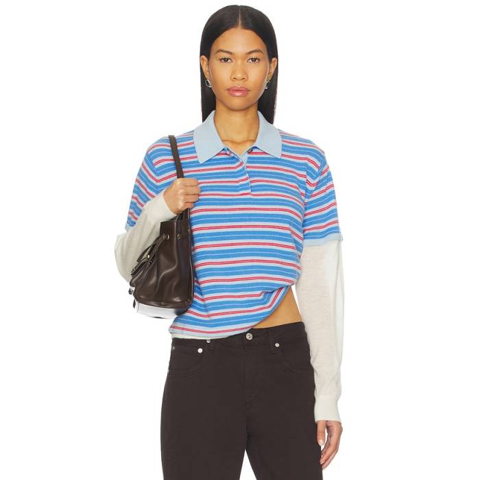 Guest In Residence 【 Layered Stripe Rugby Women Clear Sky Combo 】 Stripe 縞模様 ラガー レディース 天の原