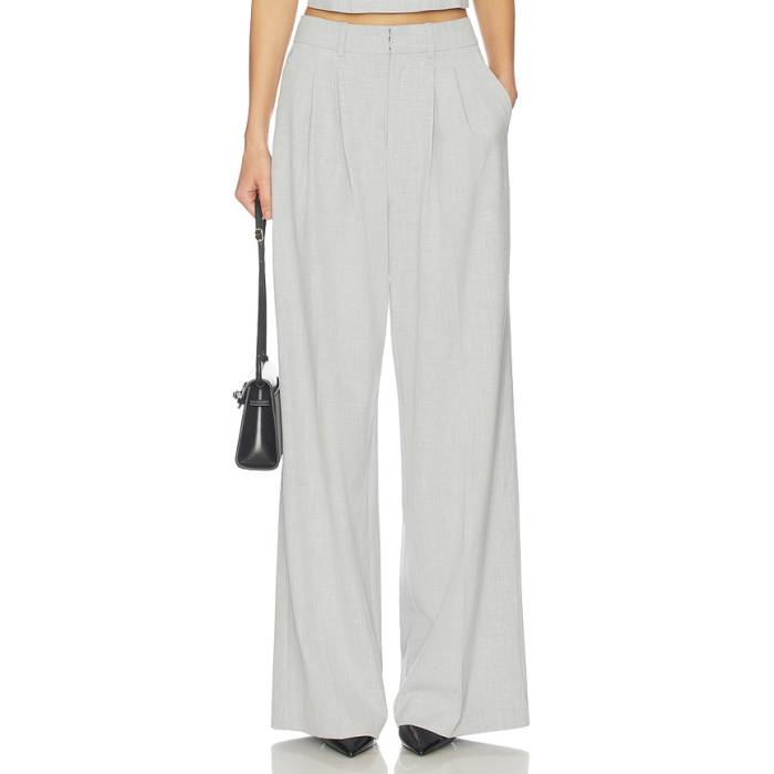 思わしいアメリカン Good American 【 Essential Suiting Trousers Women Crosshatch Grey 】 レディース 薄墨色 薄墨色 レディースファッション-パンツ-ボトムス
