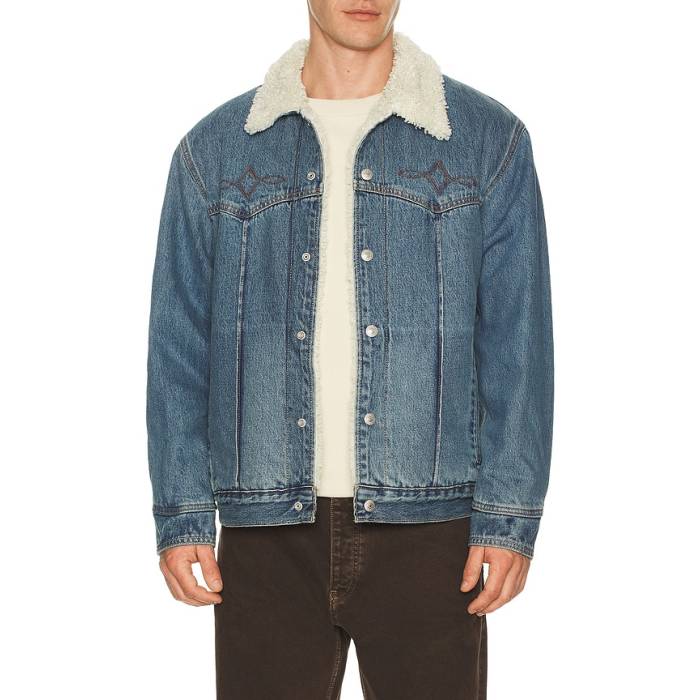 リーヴァイズジーンズ Levi\u0027s 【 Western Sherpa Trucker Jacket Men Open Sail 】 ウェスタン トラッカー Jacket 上衣 メンズ メンズファッション-コート・ジャケット