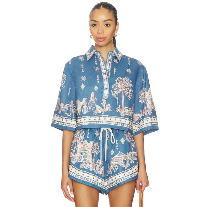 Alemais 【 Acacia Cropped Shirt Women Blue 】 レディース 青み 青色