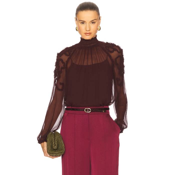 ウラ・ジョンソン Ulla Johnson 【 Magdalena Long Sleeve Blouse Women Mahogany 】 Sleeve 衣袂 レディース