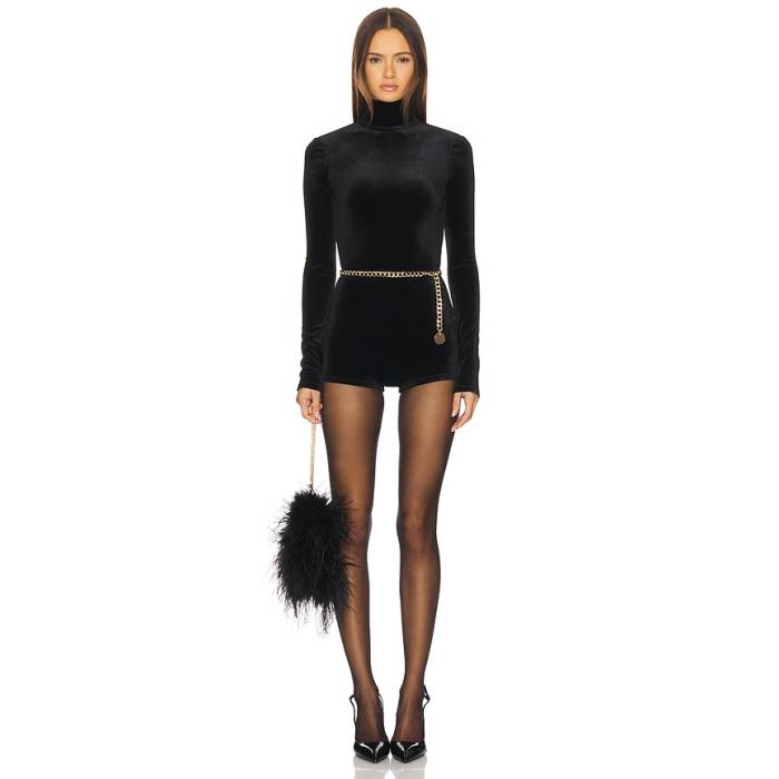 Seroya 【 Victoria Velvet Romper Women Black 】 ロンパース レディース 黒いこと 黒いこと