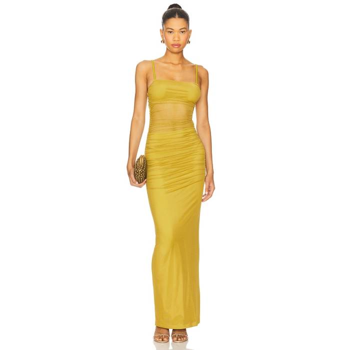 Superdown 【 Celeste Maxi Dress Women Moss Green 】 御召しもの レディース green 緑・緑であること