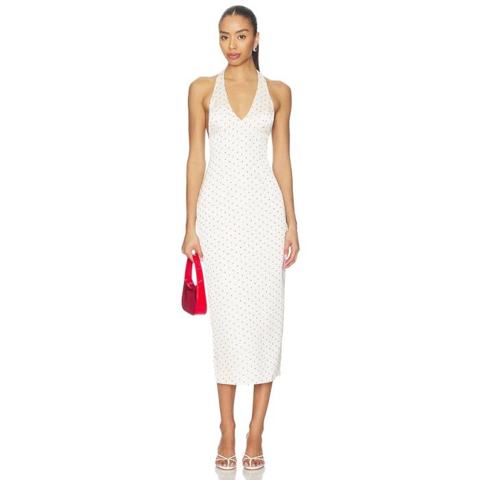 More To Come 【 Zaia Halter Midi Dress Women Red Polka Dot 】 お召しもの レディース Red 赤・赤いこと