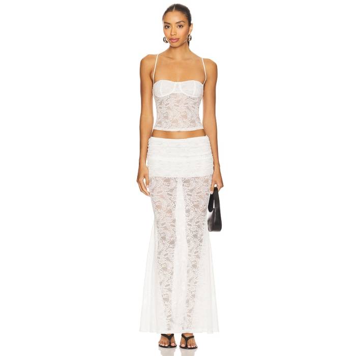 Superdown 【 X Yhasmina Ferrara Mimi Maxi Skirt Set Women White 】 レディース 白いこと 白いこと