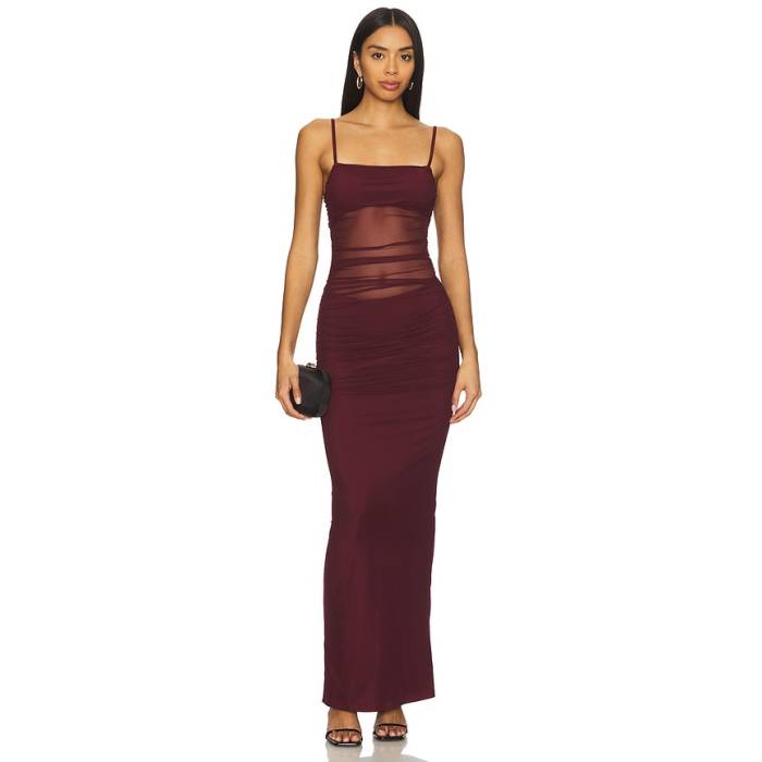 Superdown 【 Celeste Maxi Dress Women Plum 】 御召しもの レディース