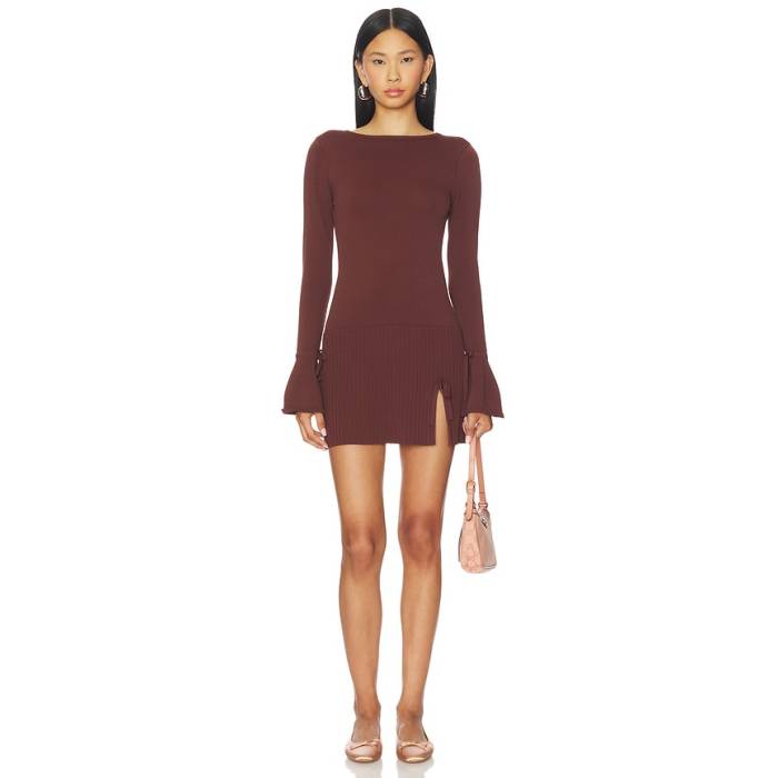 More To Come 【 X Emma Leger Misty Knit Pleated Dress Women Brown 】 ニット ドレス レディース 茶色 ブラウン