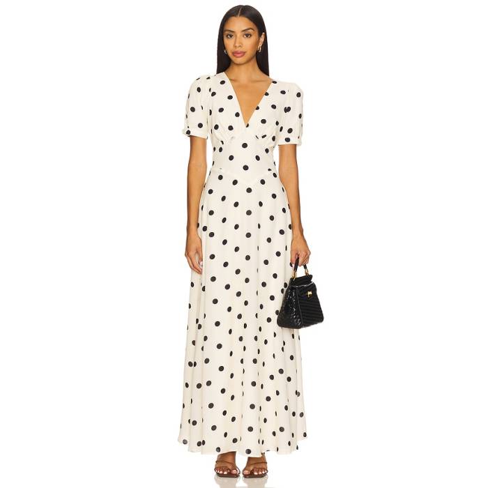 More To Come 【 Devin Maxi Dress Women Cream Polka Dot 】 御召しもの レディース 皮膚軟化剤