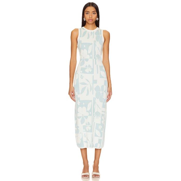 ミンクのコートさくら色 Minkpink 【 Lacy Midi Dress Women White \u0026Amp; Blue Floral 】 御召しもの レディース 白いこと 白いこと 青碧 青碧