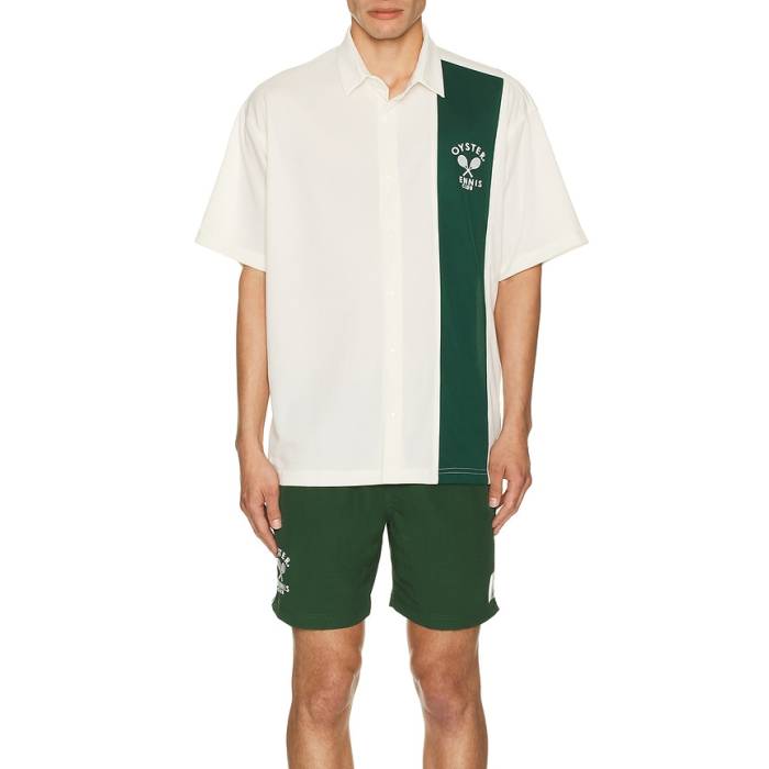 Oyster 【 Tennis Club On Court & Off Court Shirt Men Vintage White &Amp; Green 】 テニス クラブ コート メンズ vintage ビンテージ・ヴィンテージ 白色 ホワイト green 緑・グリーン｜スニケス