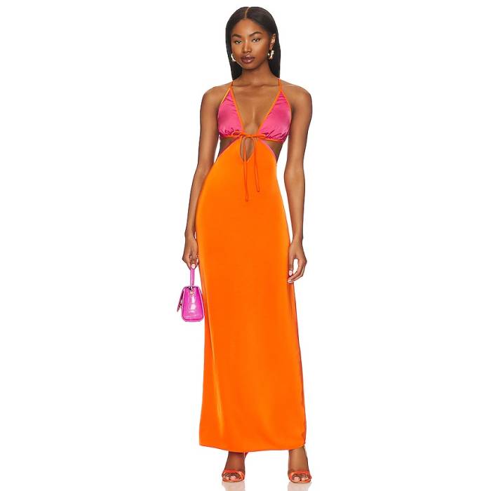 Lovers And Friends 【 Sorbet Maxi Dress Women Orange \u0026Amp; Pink 】 御召しもの レディース orange 橙・オレンジ色 pink さくら色