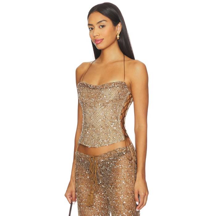 ジェイディッドロンドン Jaded London 【 Draped Lace Up Corset Top Women Sand 】 レディース 砂色・沙子