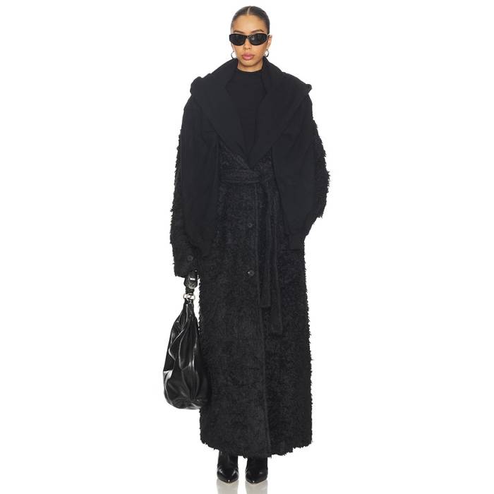 Marrknull 【 Two-Piece Waxed Trench Coat Women Black 】 レディース 黒いこと 黒いこと