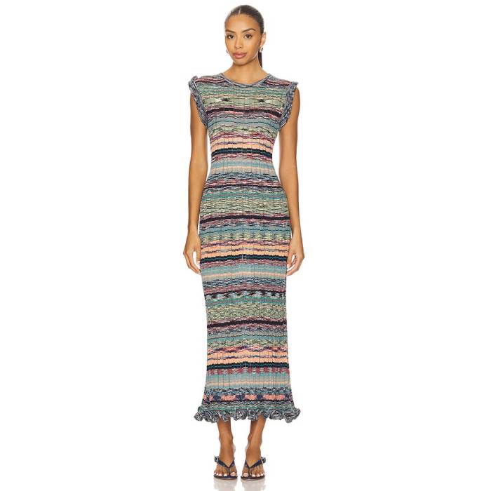 ウラ・ジョンソン Ulla Johnson 【 Ajak Sleeveless Knit Midi Dress Women Azurite 】 Sleeveless ノン捩り 編み物 お召しもの レディース