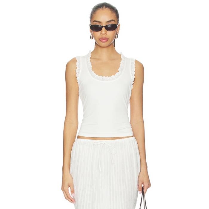 Roame. 【 Lucy Rib Tank Women White 】 貯蔵タンクいの一番 レディース 白いこと 白いこと