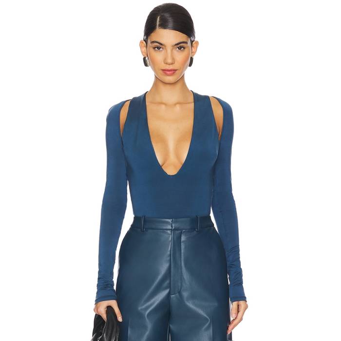 Lapointe 【 V Neck Bodysuit Women Marine 】 上半身背広 レディース