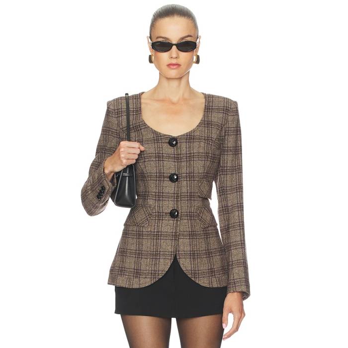 Smythe 【 Portrait Neck Blazer Women Pebble Plaid 】 ブレイザー レディース