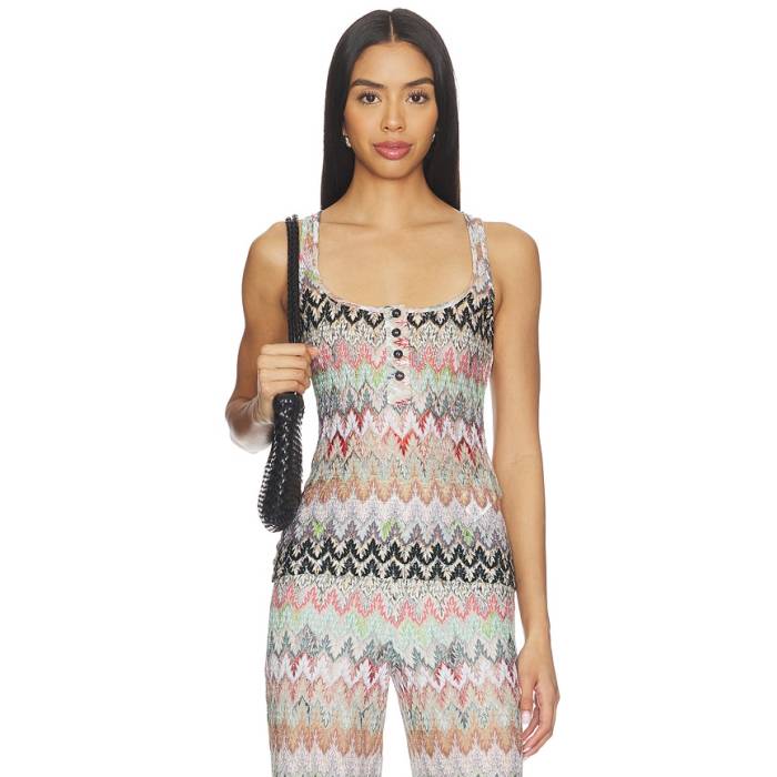 Missoni 【 Tank Top Women White, Pink \u0026Amp; Light Blue Tones 】 貯蔵タンクとっ始め レディース pink さくら色 青碧 青碧