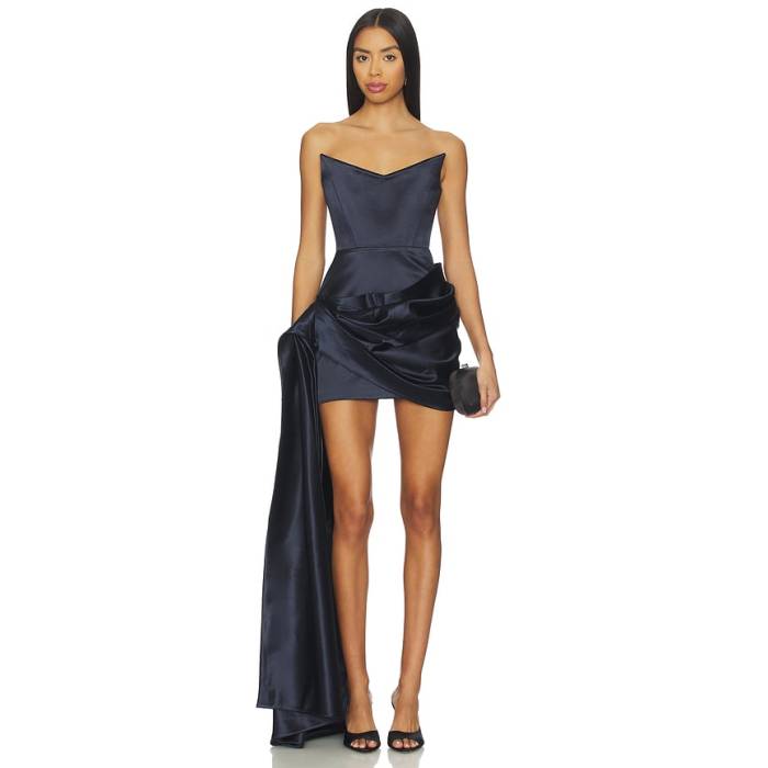 Alex Perry 【 Draped Duchess Mini Dress Women Navy 】 御召しもの レディース 紺色 米国海軍
