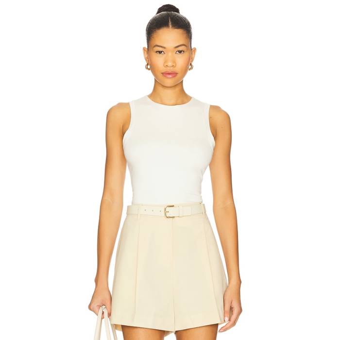 Eterne 【 Sleeveless Crewneck Soft Jersey Top Women Ivory 】 Sleeveless ノン衣袂 ティーシャツ レディース 象牙色
