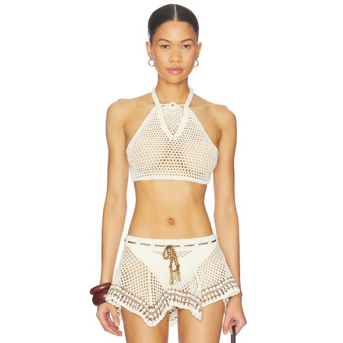 My Beachy Side 【 Dune Hand-Crocheted Top Women Ivory 】 レディース 象牙色