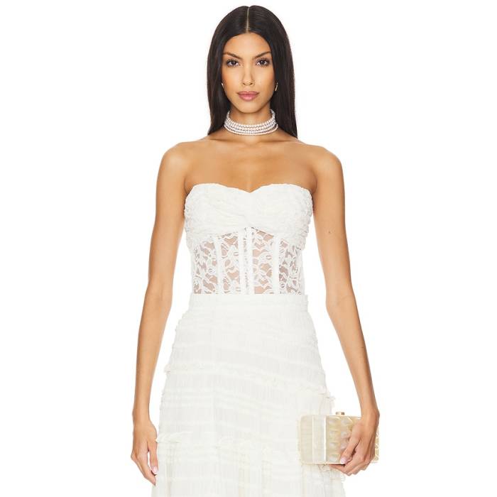 Rokh 【 Twisted Knot Laced Corset Women Ivory 】 レディース 象牙色
