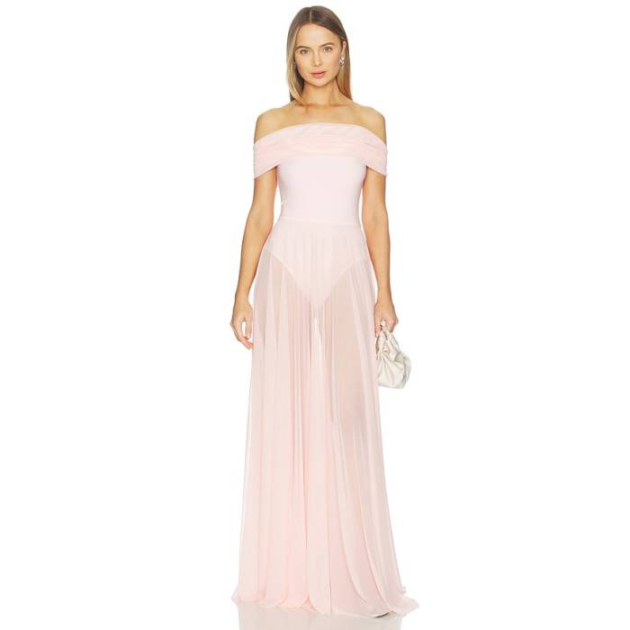 Norma Kamali 【 Sleeveless Cowl Neck Combo Flared Gown Women Ballet Pink 】 Sleeveless ノン衣袂 レディース pink サクラ色