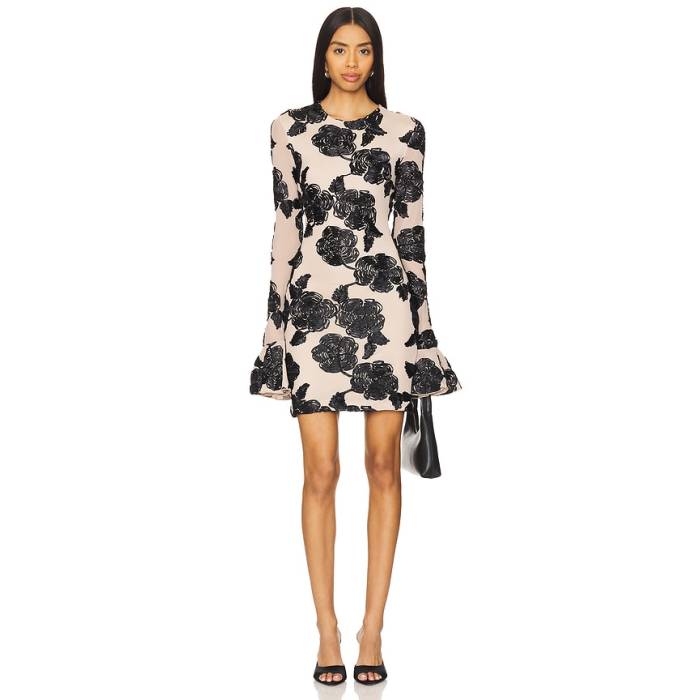 Rotate 【 Flower Mesh Mini Dress Women Warm Taupe 】 御召しもの レディース ウォーム