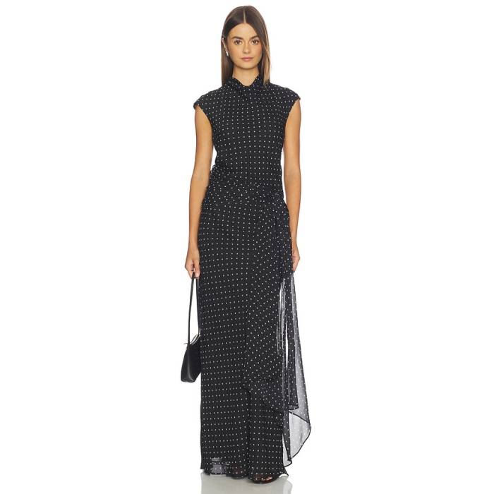 Rotate 【 Long Dress With Tie Women 1000 Black Combo 】 お召しもの タイ レディース 黒いこと 黒いこと