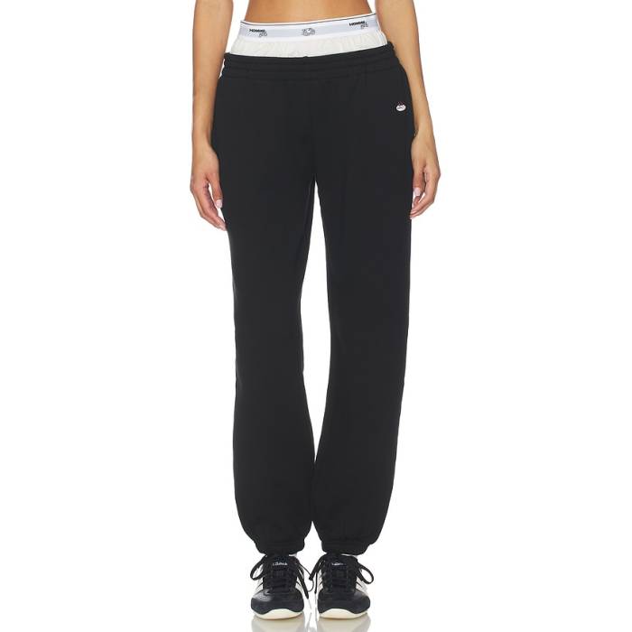 Hommegirls 【 X Fruit Of The Loom Boxer Sweatpants Women Black With White Boxer 】 ロングタイツ レディース 黒いこと 黒いこと 白いこと 白いこと