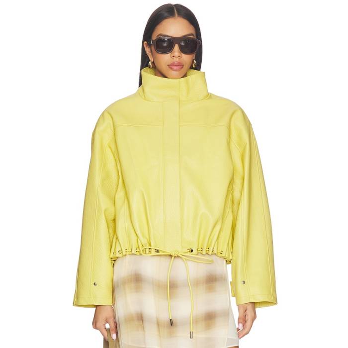 Aexae 【 Leather Pebble Utility Jacket Women Pebble Yellow 】 なめし革 Jacket 上衣 レディース yellow 黄味がかった・黄色