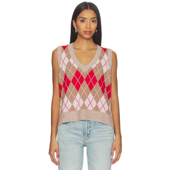 Re/Done 【 Argyle Vest Women Red Combo 】 より良い レディース Red 赤・赤いこと