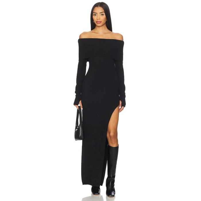 セブンワンダー Seven Wonders 【 Barly Off Shoulder Maxi Dress Women Black 】 御召しもの レディース 黒いこと 黒いこと