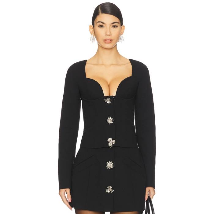 Blumarine 【 Crepe Double Top Women Black 】 縮緬 レディース 黒いこと 黒いこと