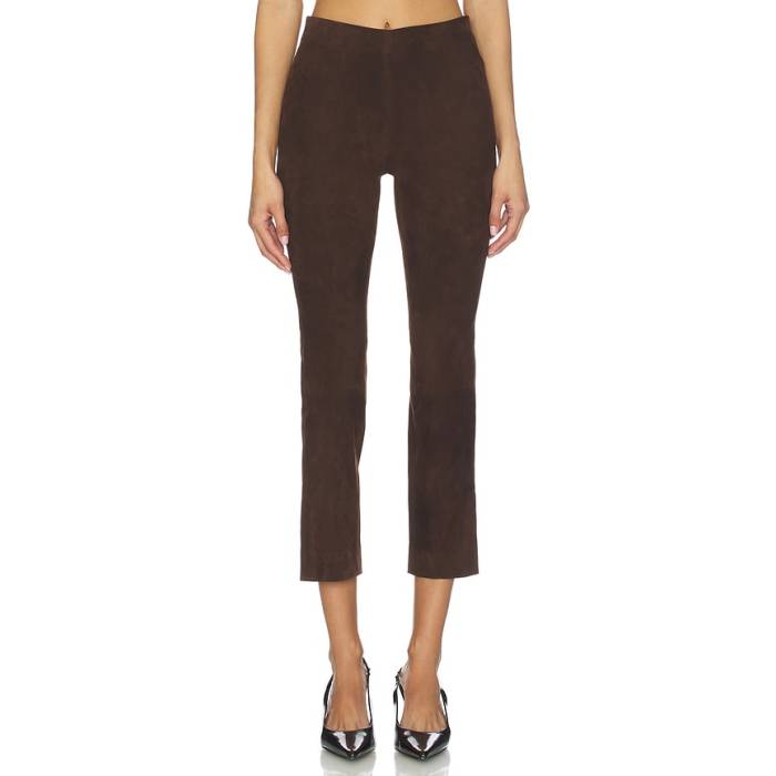 ヴィンス Vince 【 Suede Split Hem Crop Pant Women Chocolate 】 スエード・スウェード Crop クロップ ズボン下 レディース