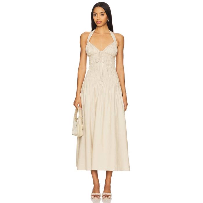 Tularosa 【 Liya Midi Dress Women Natural 】 御召しもの レディース 自然的