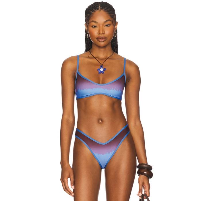 Weworewhat 【 Scoop Neck Tie Back Bikini Top Women Maroon \u0026Amp; Bl Jean 】 タイ レディース マルーン