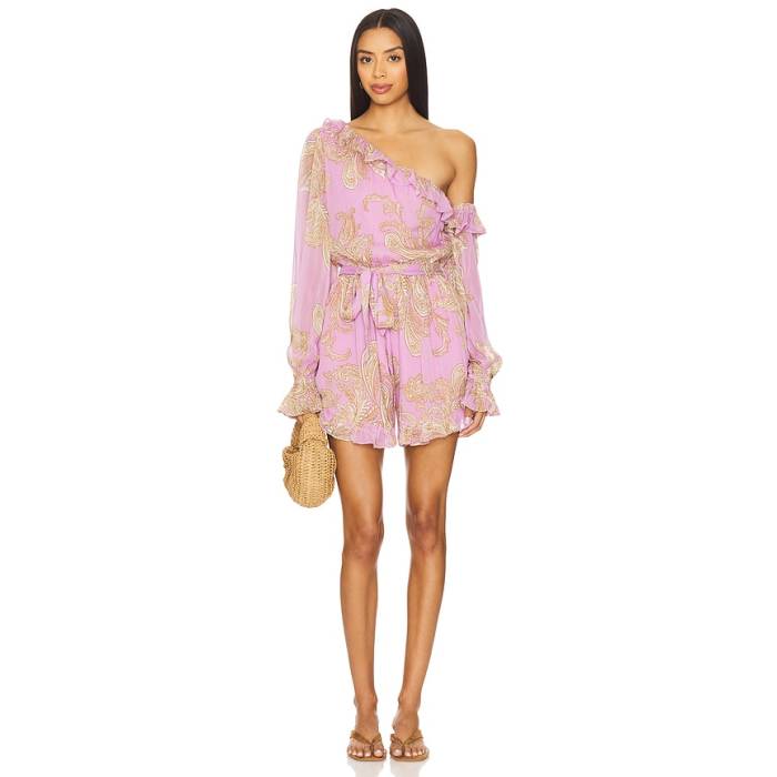 Hemant And Nandita 【 Romper With Tie Up Belt Women Lilac 】 ロンパース タイ 三尺帯 レディース