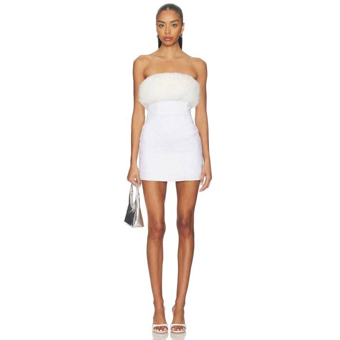 Retrofete 【 Torin Sequin Fur Dress Women Ivory 】 御召しもの レディース 象牙色