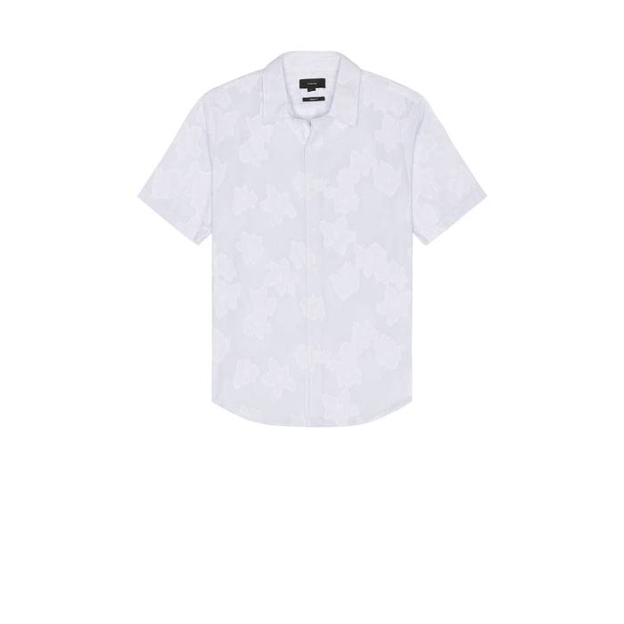 ヴィンス Vince 【 Fil Coupe French Placket Shirt Men Optic White 】 メンズ 白いこと 白いこと
