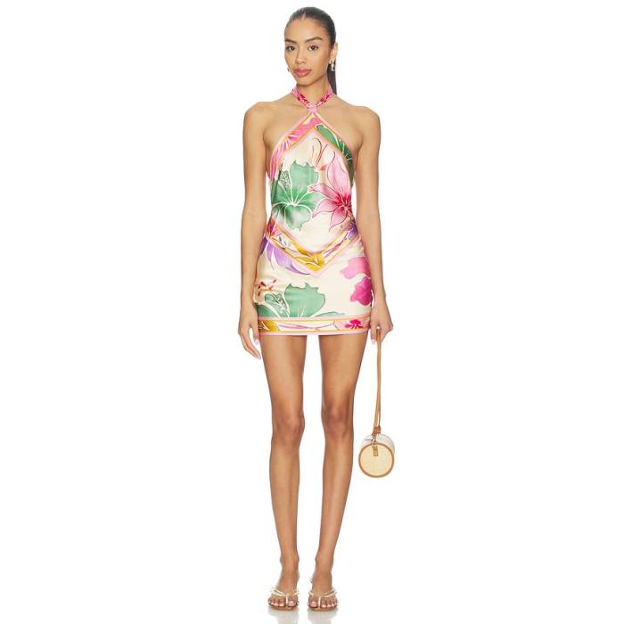 Retrofete 【 Adelaide Dress Women Ivory Hibiscus Floral 】 御召しもの レディース 象牙色