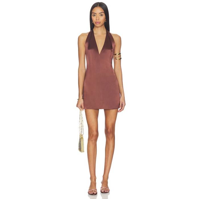 Shona Joy 【 Savanna Halter Neck Mini Dress Women Coffee 】 お召しもの レディース