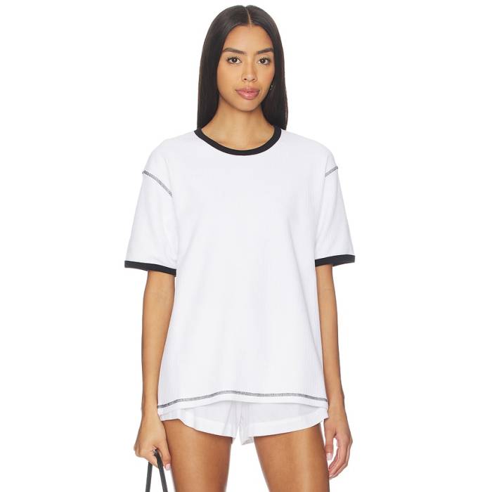 Aya Muse 【 Waffle T Shirt Women White 】 ワーヘル レディース 白いこと 白いこと