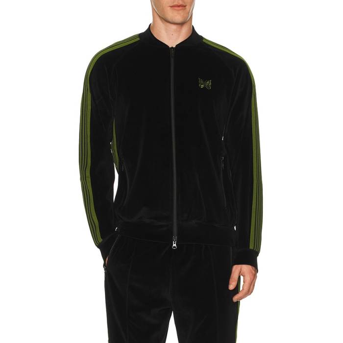 ニードルズ Needles 【 Rib Collar Track Jacket Cpe Velour Men Black 】 貨物自動車 Jacket 上衣 天鵞絨 メンズ 黒いこと 黒いこと