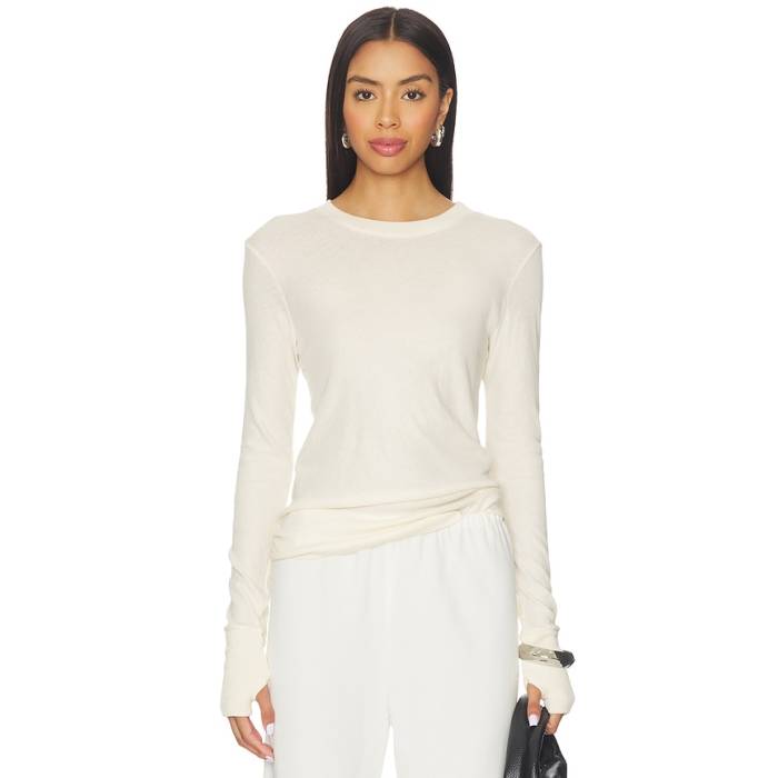 Enza Costa 【 Cashmere Easy Cuffed Crew Top Women Natural 】 労働者の一団 レディース 自然的
