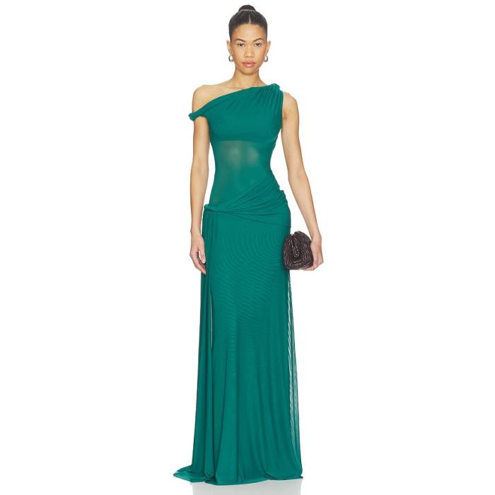 Misha 【 The Sisal Mesh Dress Women Teal Blue 】 お召しもの レディース 青碧 青色 ドレス-レディースファッション