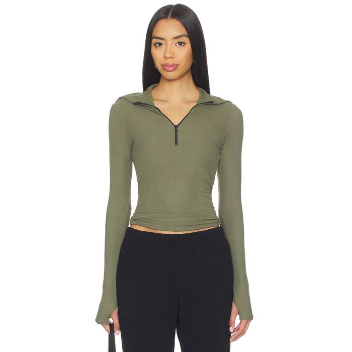 Michael Lauren 【 Jove Long Sleeve Half Zip Top Women Moss 】 Sleeve 捩り 二分の一 レディース